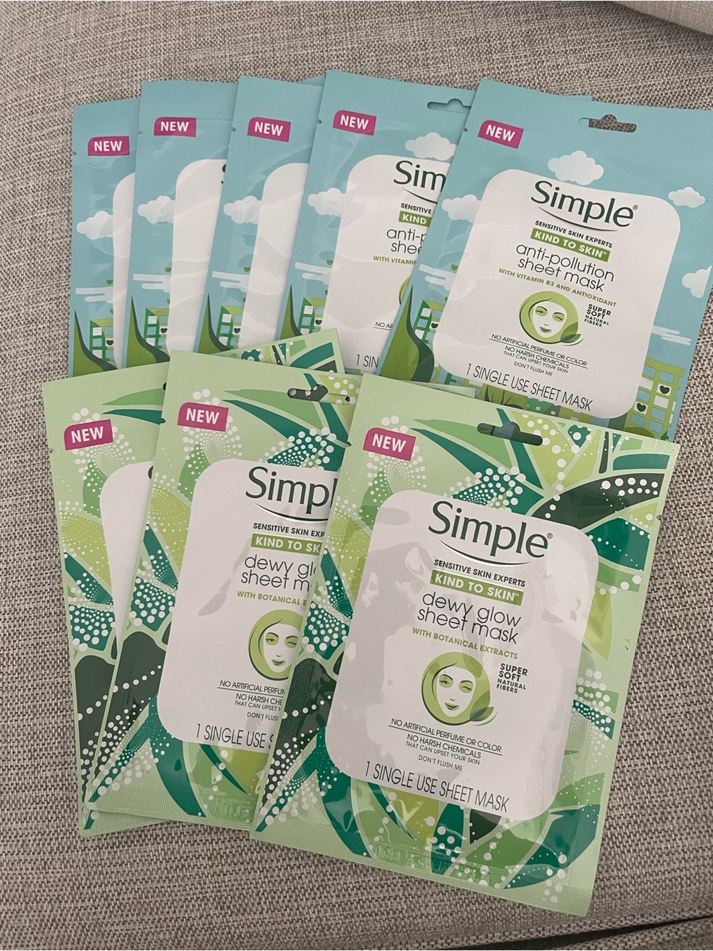 Simple Dewy Glow & Anti-Pollution Sheet Masks – Green